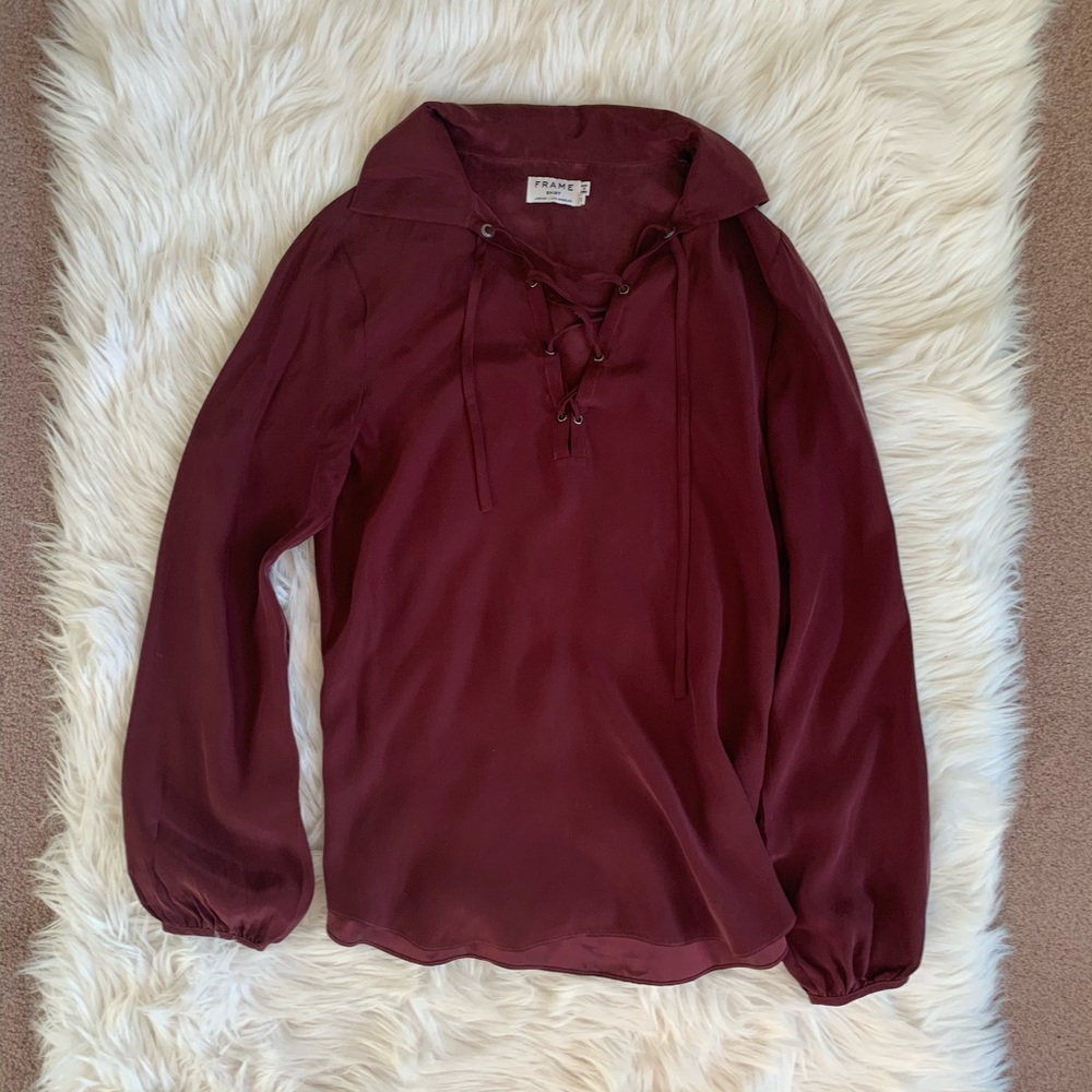 NWOT Frame cross tight silk blouse size S